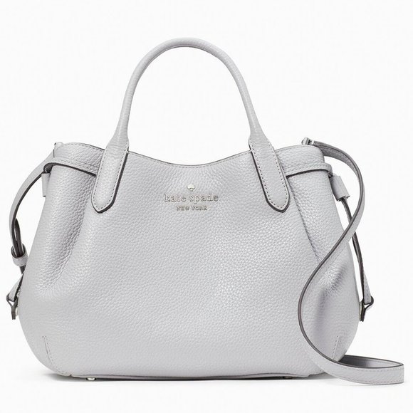 New Kate Spade Dumpling Small Satchel Pebble Leather Mountain Grey - Picture 1 of 4
